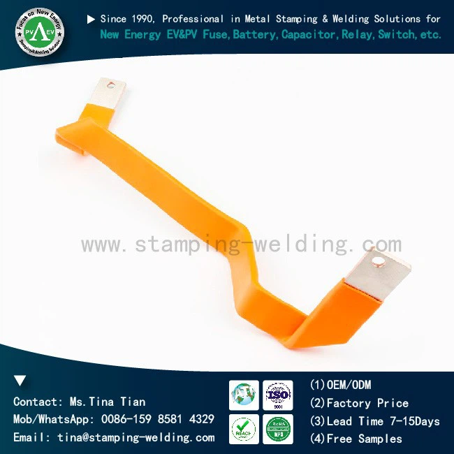 Factory price insulated copper bus bar with orange epoxy coated for new energy vehicle